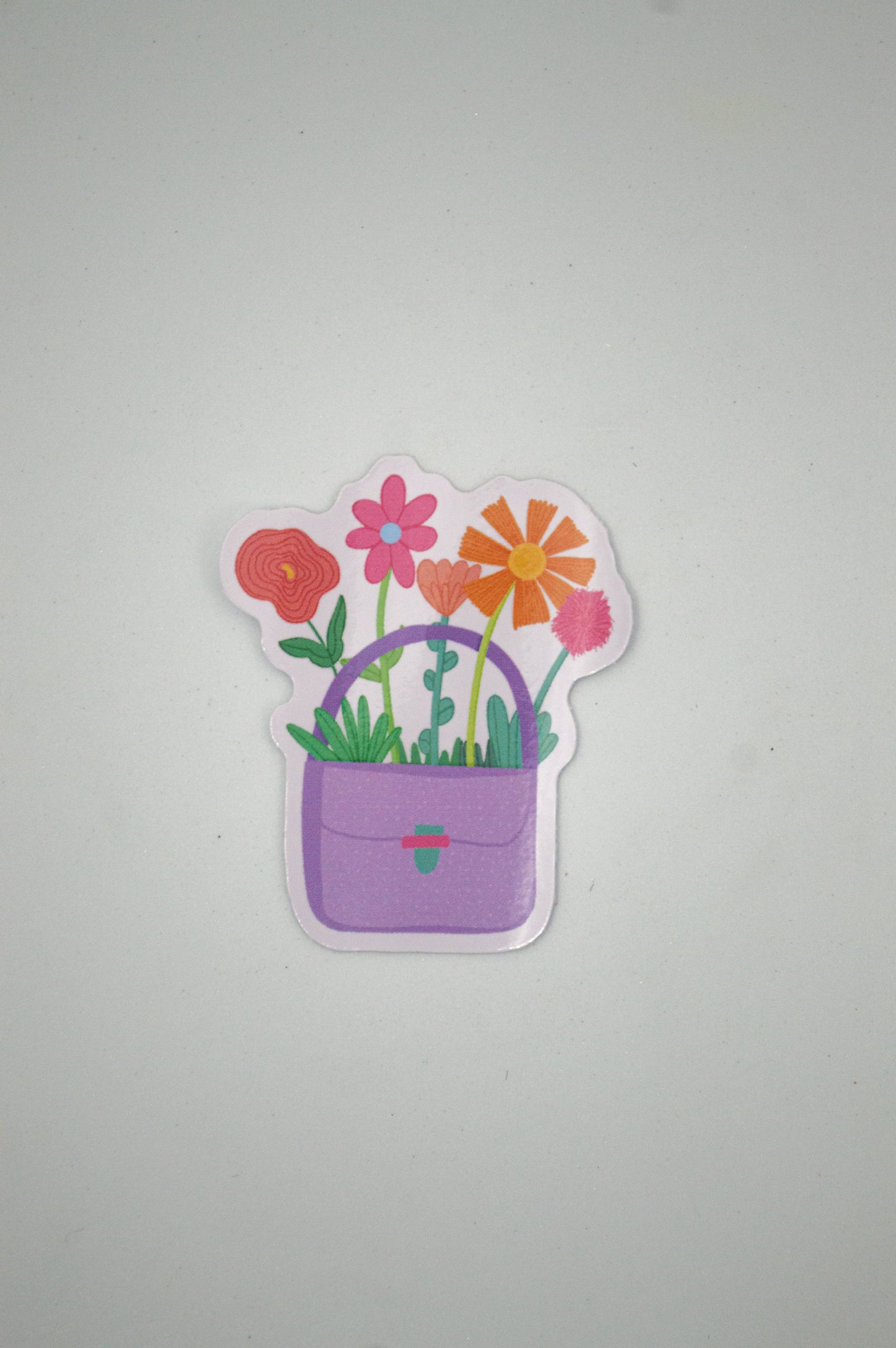 Sticker de una cartera adornada con flores, diseño "Purse of Flowers