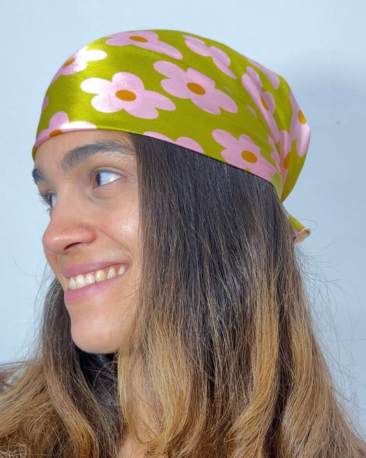 Olive & Pink Flowers Bandana