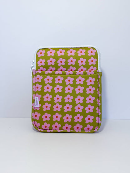 REGULAR 8.5"  Olive & Pink Flowers Readers Protective Sleeve
